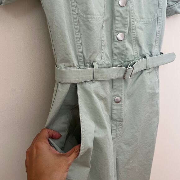 & OTHER STORIES Organic Cotton Twill Jumpsuit Seafoam Green / Light Mint Size 2 - Picture 7 of 16
